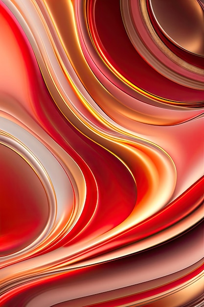 Luxury abstract fluid red and gold liquid painting Tender and dreamy wallpaper