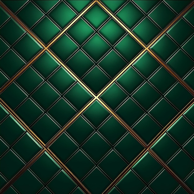 Luxury abstract green metal background with golden light lines