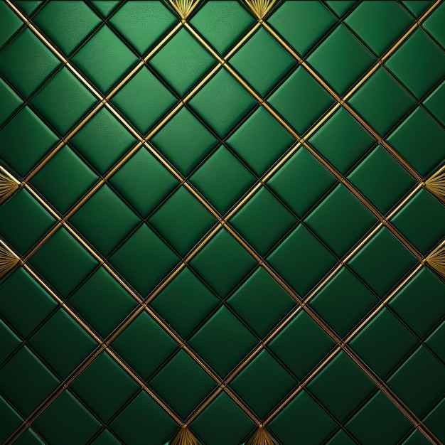 Luxury abstract green metal background with golden light lines