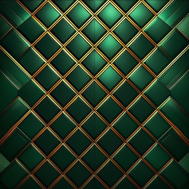 Luxury abstract green metal background with golden light lines