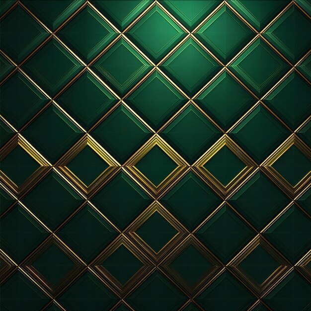 Luxury abstract green metal background with golden light lines