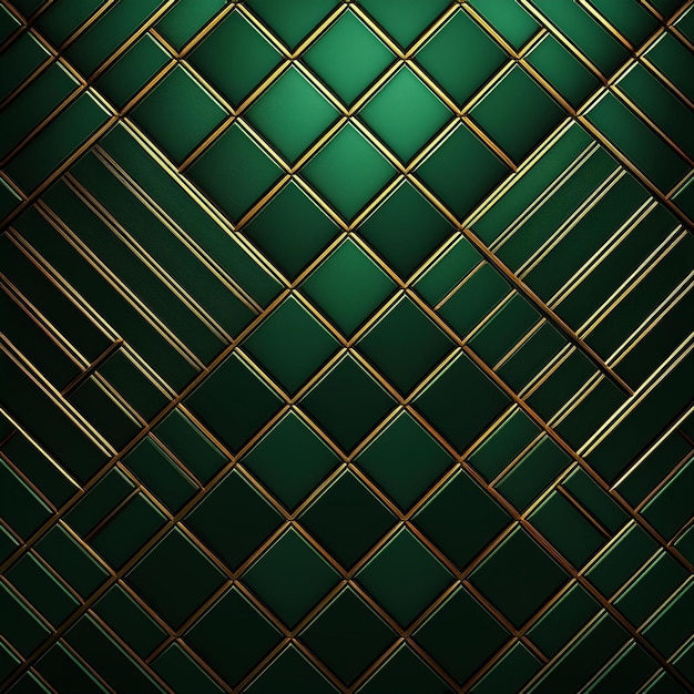 Luxury abstract green metal background with golden light lines