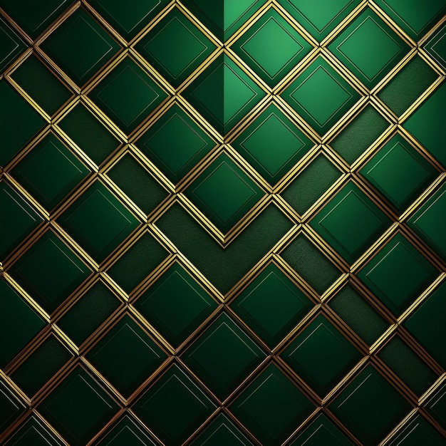 Luxury abstract green metal background with golden light lines