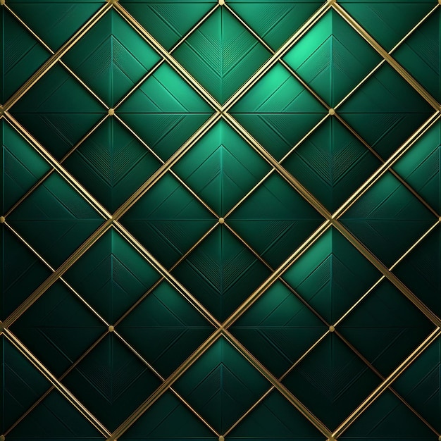 Luxury abstract green metal background with golden light lines