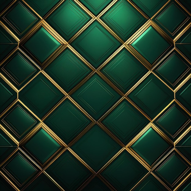 Luxury abstract green metal background with golden light lines