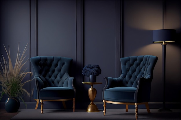 Luxury armchairs in classic interiorgenerative ai