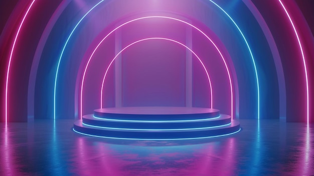 Luxury background design concepts with futuristic blue stage podium background