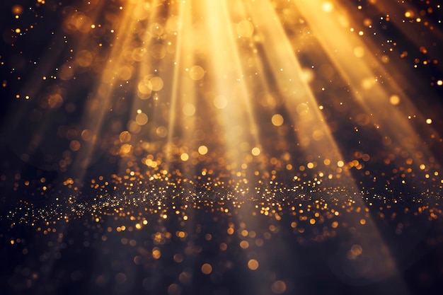 Luxury background with golden line decoration and light rays effects element with bokeh