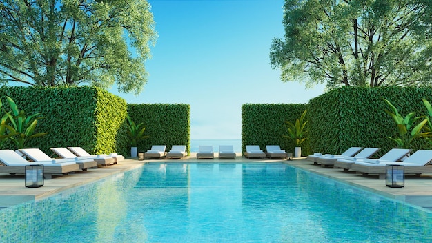 Luxury Beach Sea View Pool Villa  3D rendering