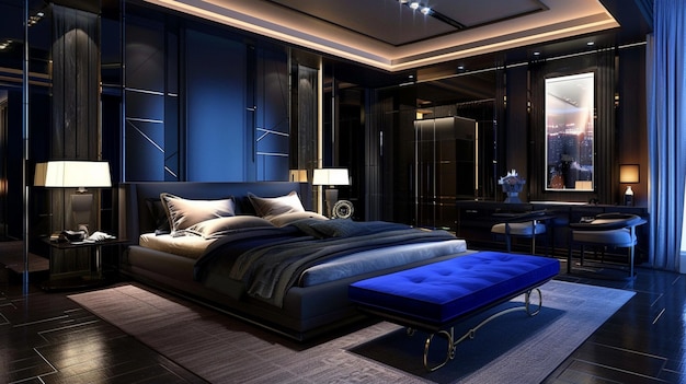 luxury bedroom interior for background king size bed in pastel bedroom interior