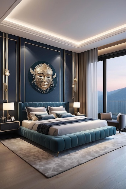 Luxury bedroom with modern design and elegance generative ai luxury room home interior night room