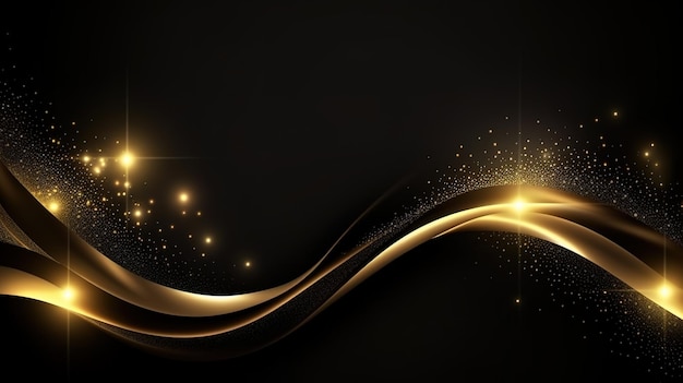 Luxury black background with golden line element