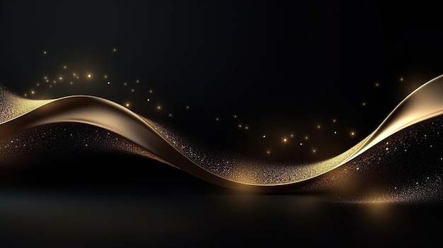 Luxury black background with golden line element