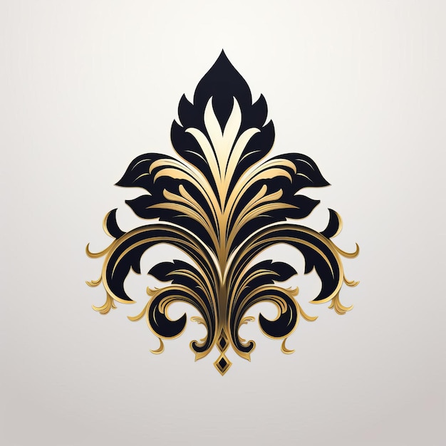 Luxury Black Decorative Emblem With Floral Stylized Design