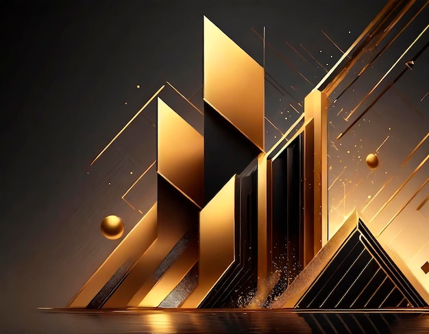 Luxury black and gold abstract futuristic background with geometric shapes