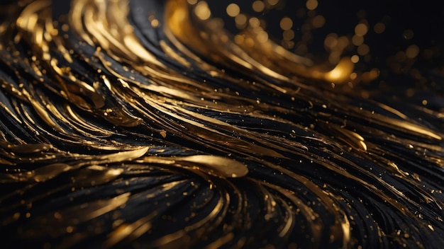 Photo luxury black gold color background luxury abstract wall background a mesmerizing disntplay of swirling shapes golden luxury color background dark space for design