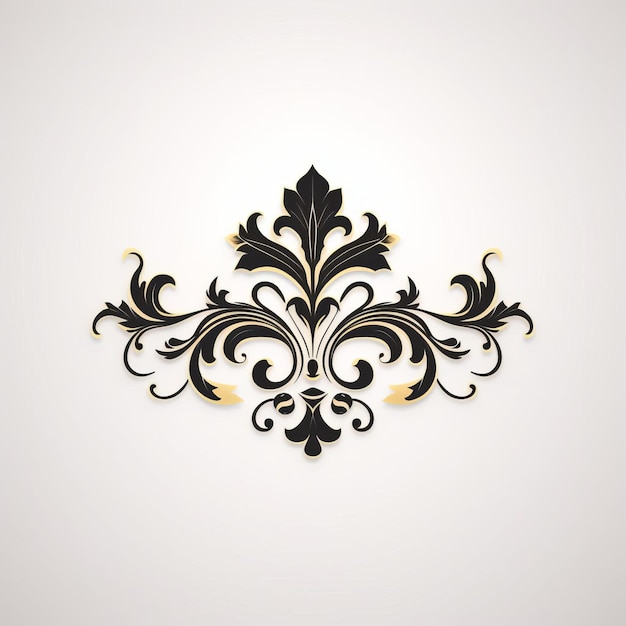 Luxury Black And Gold Floral Design On White Background