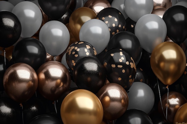 Luxury black gold and silver ballons photo