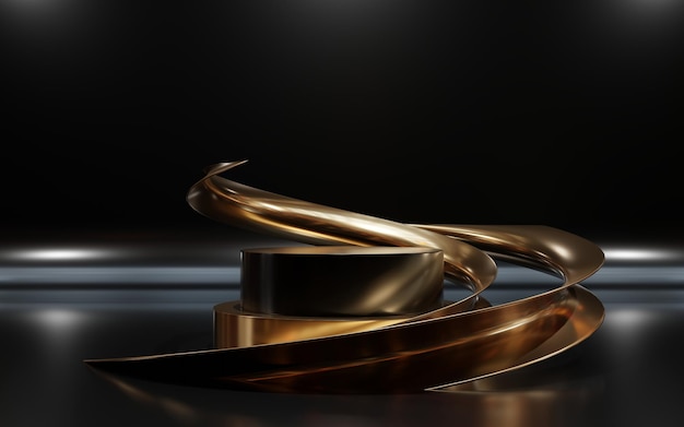 Luxury black and golden podium background