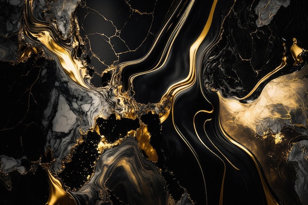 Luxury black and metallic gold marble background Generative Aix9