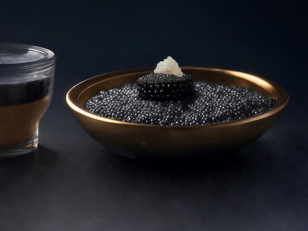 Luxury black sturgeon caviar Generative AI Illustration