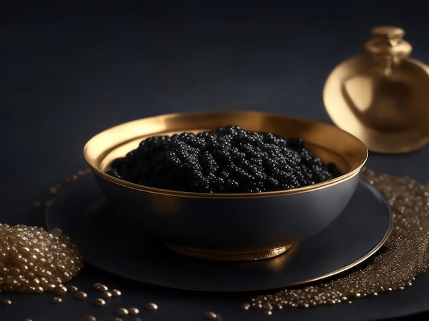 Luxury black sturgeon caviar Generative AI Illustration