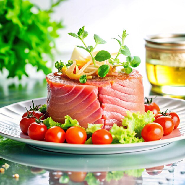 Photo luxury canned tuna and gourmet tuna plates a culinary experience of premium tuna delights