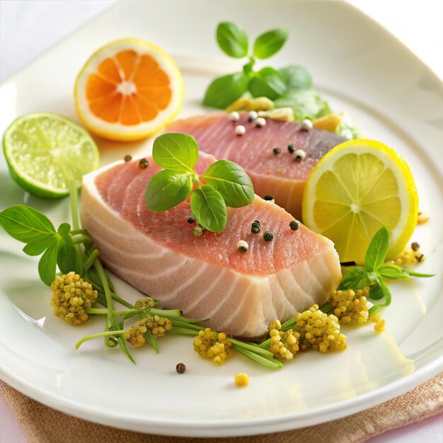 Photo luxury canned tuna and gourmet tuna plates a culinary experience of premium tuna delights