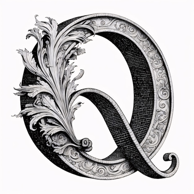 Photo luxury capital letter q with ornament in the style of baroque