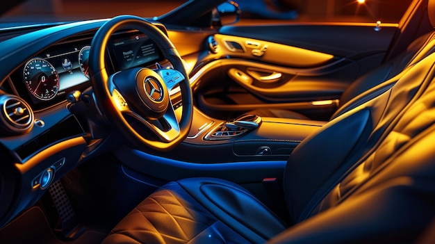 Luxury Car Interior Ambient Lighting Comfort Concept