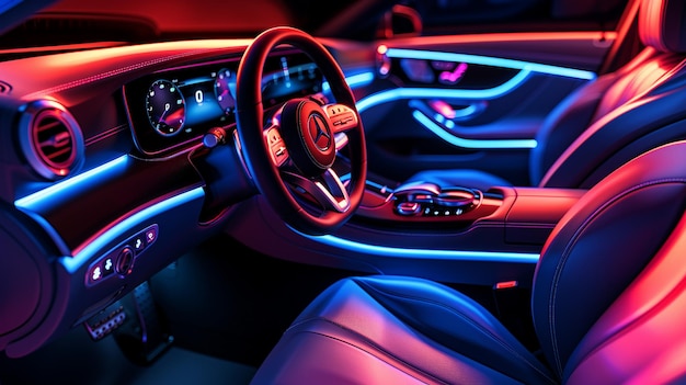 Luxury Car Interior Ambient Lighting Comfort Red Blue Lights