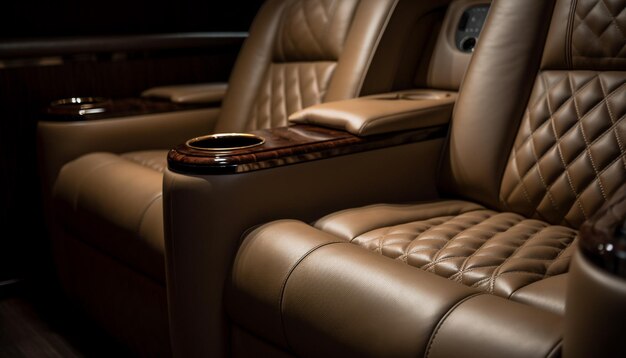 Luxury car interior comfortable leather seats elegant design modern technology generated by AI