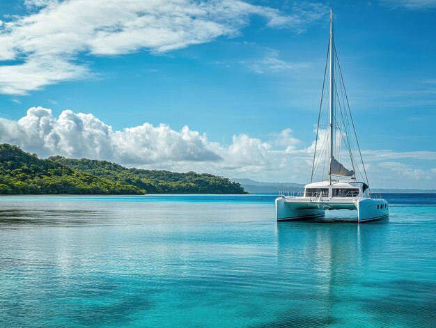 Luxury Catamaran Anchored in Stunning Lagoon