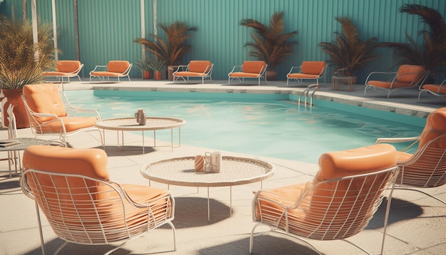 Luxury chair by poolside perfect for relaxation generated by AI