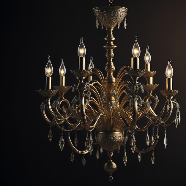 luxury Chandelier Luxury gold chandelier on wooden wooden deroration