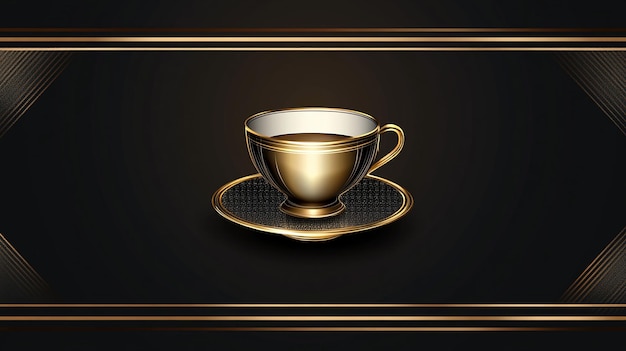 Photo luxury coffee cup on goldembossed plate