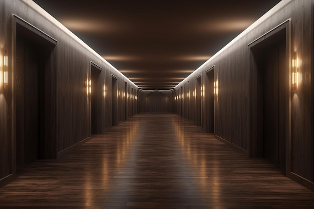 Luxury corridor with glowing lanterns Ai Generated