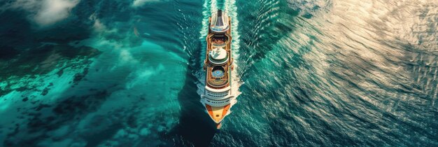 Luxury Cruise Ship Sailing Through Blue Waters