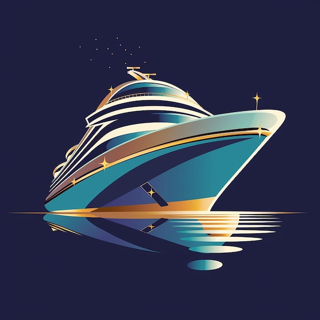 luxury cruise ship vector logo isolated on background