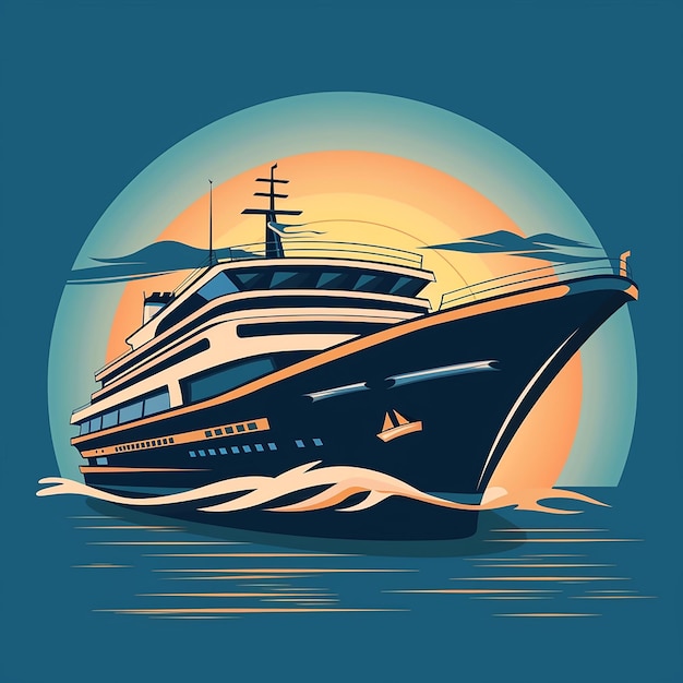 luxury cruise ship vector logo isolated on background