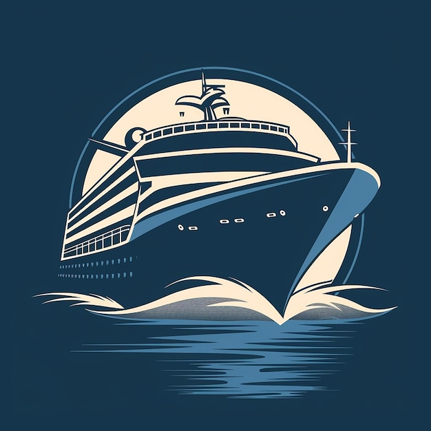 luxury cruise ship vector logo isolated on background