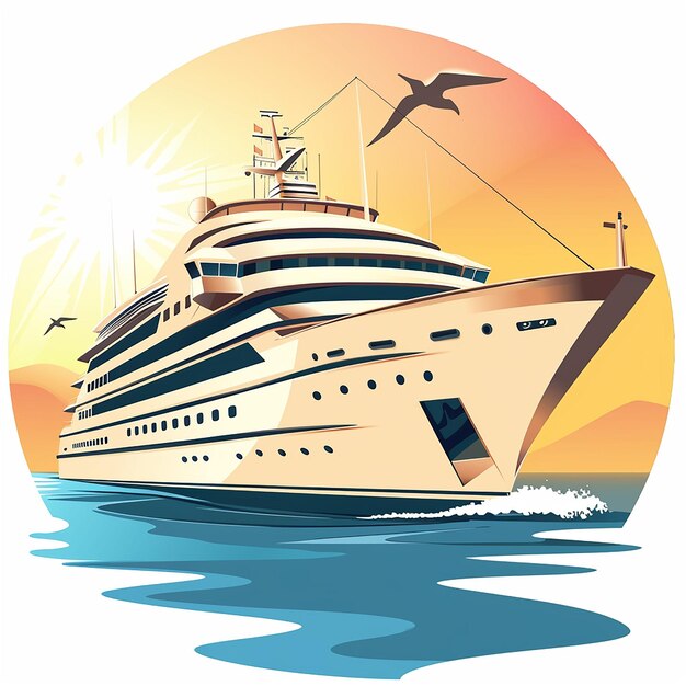 luxury cruise ship vector logo isolated on background