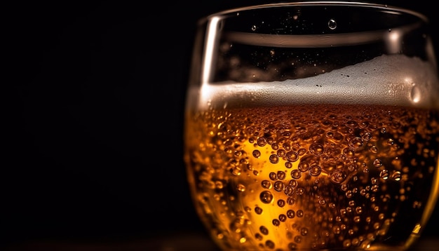 Luxury crystal glass reflects shiny gold champagne generated by AI