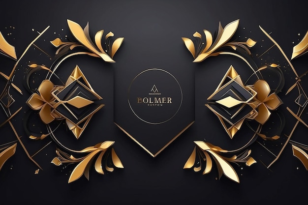 Photo luxury dark background with golden and geometric style