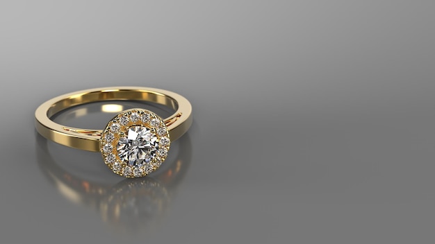 Luxury diamond engagement ring in golden metal color