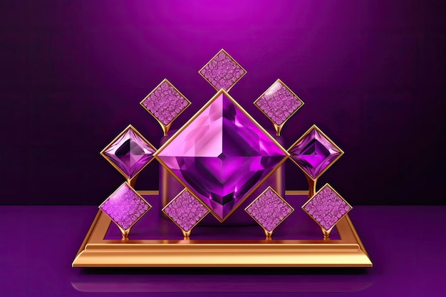 Luxury Diamond Jewelry on Royal Podium Promote Beauty Product Abstract Minimal 3D Render