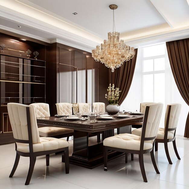 luxury dining room isolated on a white background