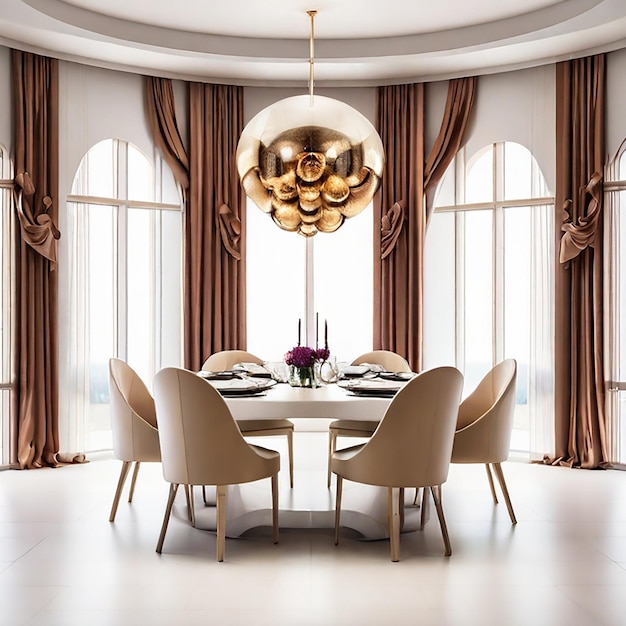 luxury dining room isolated on a white background