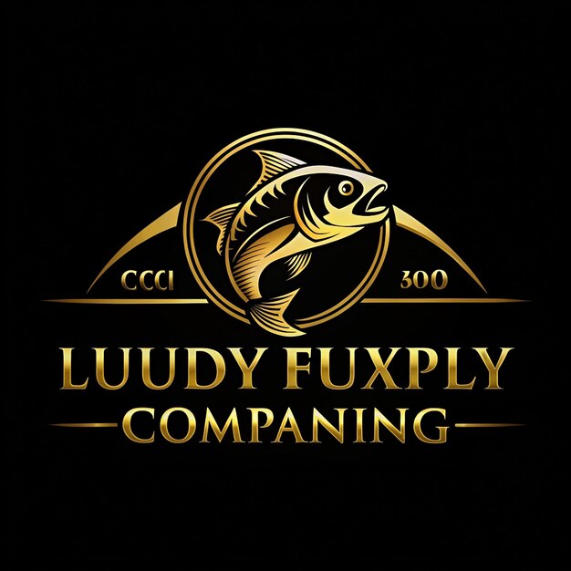 Photo luxury and elegant gold circle fishing logo template vector luxury and elegant gold circle digital fish