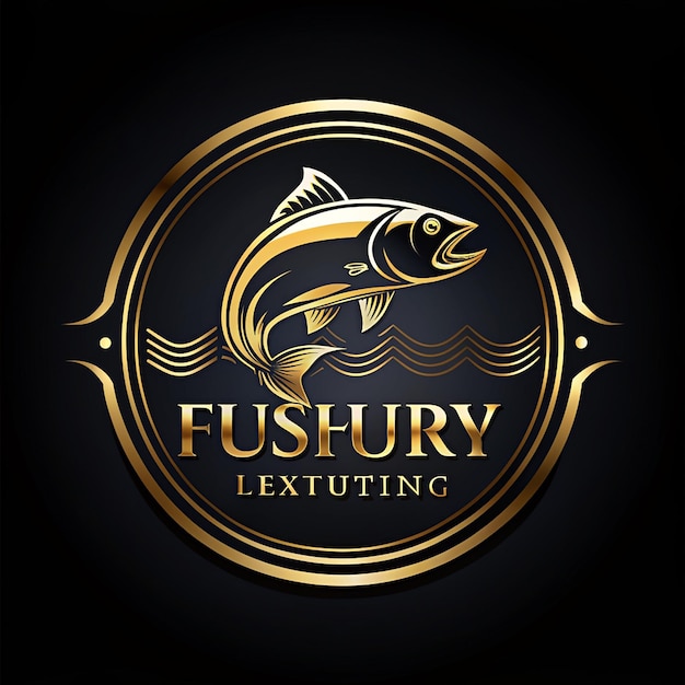 Photo luxury and elegant gold circle fishing logo template vector luxury and elegant gold circle digital fish